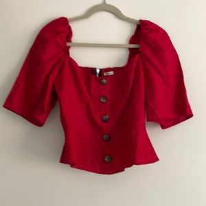 Reformation linen red blouse